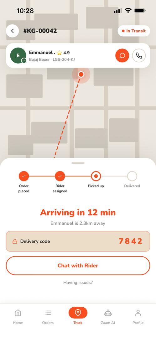 Kugoo live tracking screen